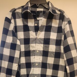 GAP Men's Blue and White Plaid Shirt